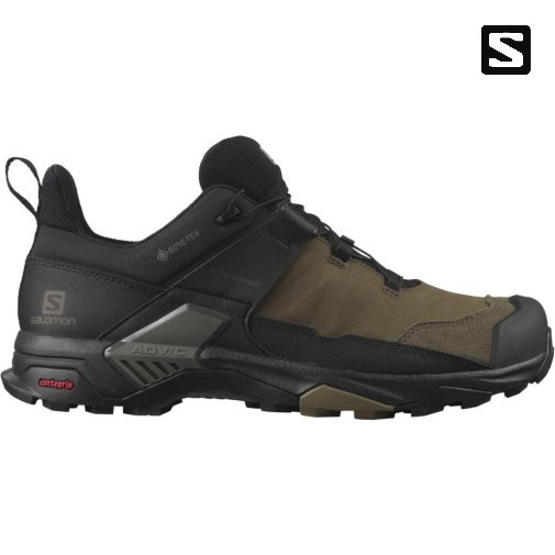 Tenis Senderismo Salomon X Ultra 4 Cuero GTX Hombre Negros Verde Oliva | MX ATEU071